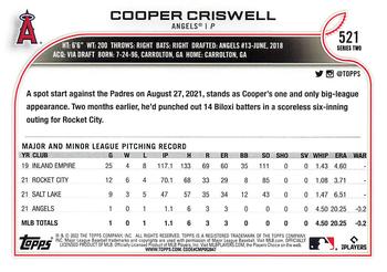 2022 Topps #521 Cooper Criswell Back