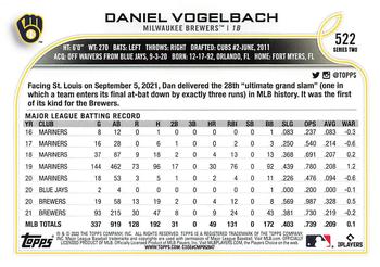 2022 Topps #522 Daniel Vogelbach Back
