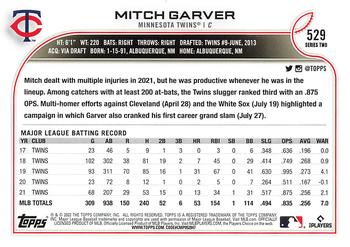 2022 Topps #529 Mitch Garver Back