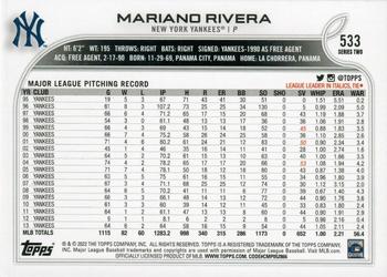 2022 Topps #533 Mariano Rivera Back