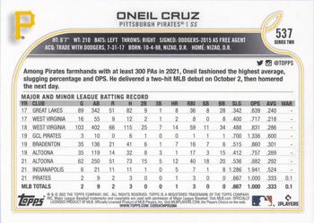 2022 Topps #537 Oneil Cruz Back