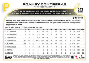 2022 Topps #543 Roansy Contreras Back