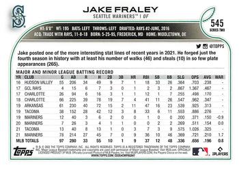 2022 Topps #545 Jake Fraley Back