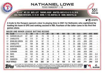 2022 Topps #551 Nathaniel Lowe Back