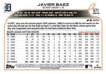 2022 Topps #571 Javier Baez Back