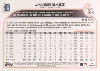 2022 Topps #571 Javier Baez Back