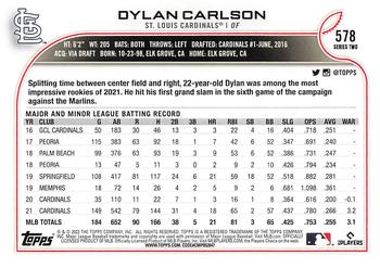 2022 Topps #578 Dylan Carlson Back