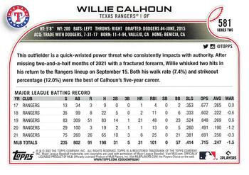 2022 Topps #581 Willie Calhoun Back