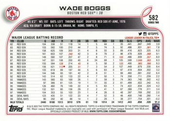 2022 Topps #582 Wade Boggs Back