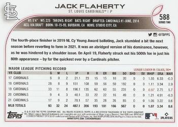 2022 Topps #588 Jack Flaherty Back