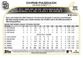 2022 Topps #593 Chris Paddack Back