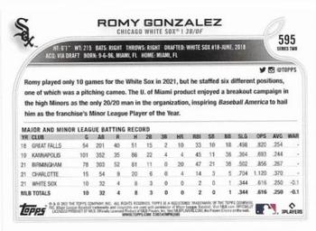 2022 Topps #595 Romy Gonzalez Back