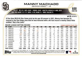 2022 Topps #600 Manny Machado Back