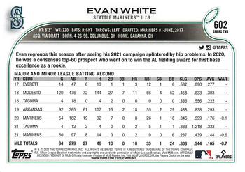 2022 Topps #602 Evan White Back