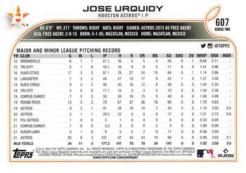 2022 Topps #607 Jose Urquidy Back