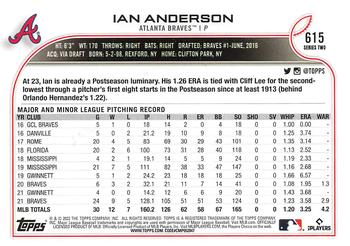 2022 Topps #615 Ian Anderson Back