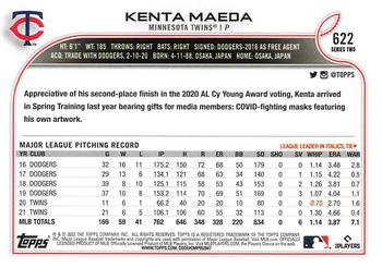 2022 Topps #622 Kenta Maeda Back