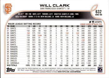 2022 Topps #632 Will Clark Back