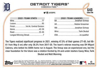 2022 Topps #640 Detroit Tigers Back