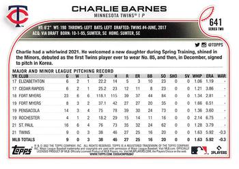 2022 Topps #641 Charlie Barnes Back