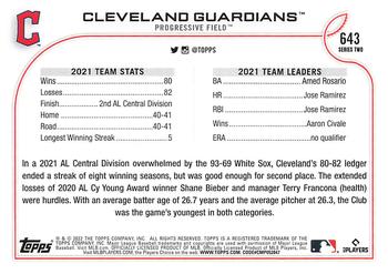 2022 Topps #643 Cleveland Guardians Back