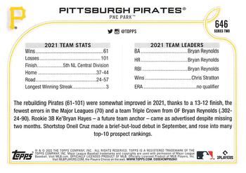 2022 Topps #646 Pittsburgh Pirates Back