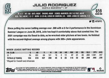 2022 Topps #659 Julio Rodriguez Back