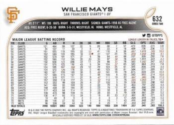 2022 Topps #632 Willie Mays Back