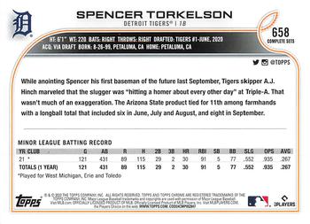 2022 Topps #658 Spencer Torkelson Back