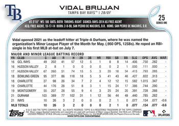 2022 Topps #25 Vidal Brujan Back