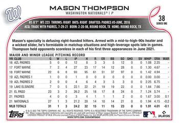 2022 Topps #38 Mason Thompson Back