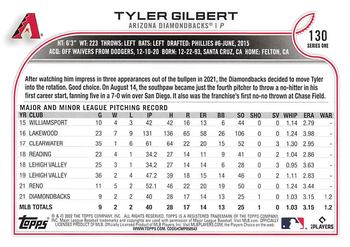 2022 Topps #130 Tyler Gilbert Back