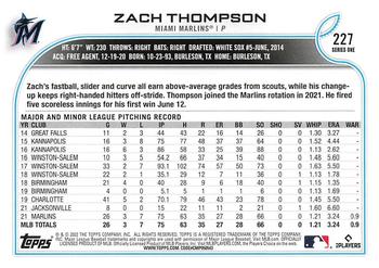 2022 Topps #227 Zach Thompson Back