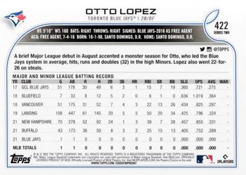 2022 Topps #422 Otto Lopez Back