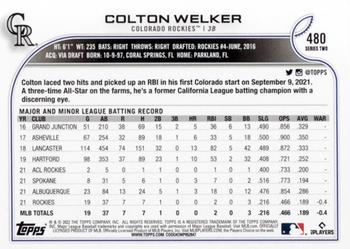 2022 Topps #480 Colton Welker Back