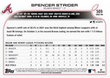 2022 Topps #509 Spencer Strider Back