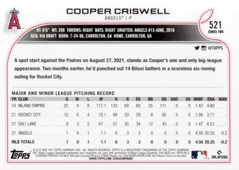 2022 Topps #521 Cooper Criswell Back
