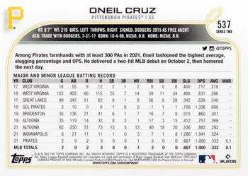 2022 Topps #537 Oneil Cruz Back