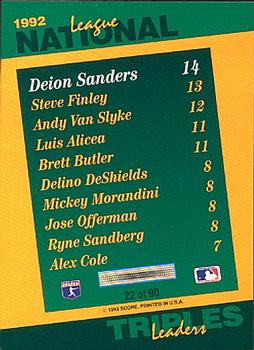 1993 Score - Select Stat Leaders #22 Deion Sanders Back