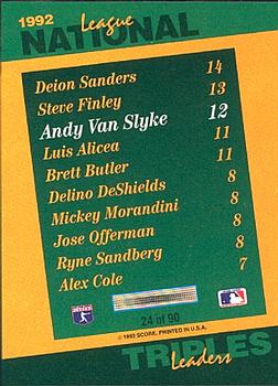 1993 Score - Select Stat Leaders #24 Andy Van Slyke Back