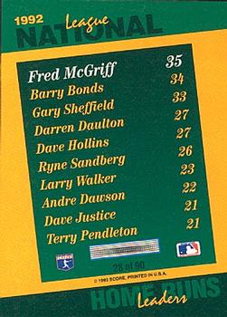 1993 Score - Select Stat Leaders #28 Fred McGriff Back