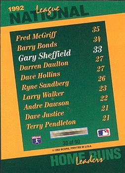 1993 Score - Select Stat Leaders #30 Gary Sheffield Back
