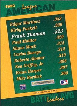 1993 Score - Select Stat Leaders #3 Frank Thomas Back