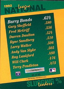 1993 Score - Select Stat Leaders #46 Barry Bonds Back