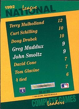 1993 Score - Select Stat Leaders #66 Greg Maddux / John Smoltz Back