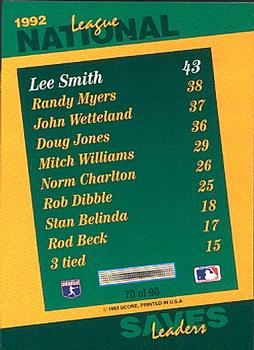 1993 Score - Select Stat Leaders #70 Lee Smith Back