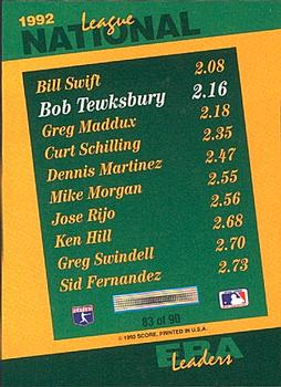 1993 Score - Select Stat Leaders #83 Bob Tewksbury Back