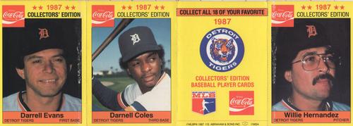 1987 Coca-Cola Detroit Tigers - Panels #13/14/NNO/15 Darrell Evans / Darnell Coles / Willie Hernandez Front
