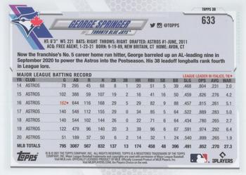 2021 Topps On-Demand Set 6: MLB 3D #633 George Springer Back