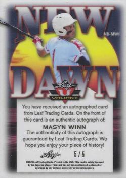 2020 Leaf Valiant - New Dawn Autographs Black #ND-MW1 Masyn Winn Back